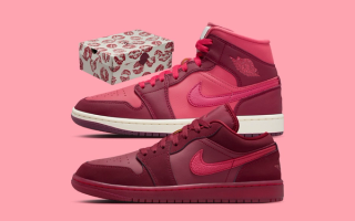 Air Jordan 1 Mid and Low "Valentines Day" retros in a "Team Red/Pueblo Red/Pale Ivory/Sierra Red" color scheme.