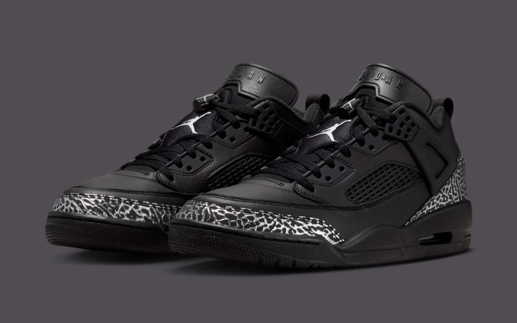 Jordan Spizike Low in Oreo colorway, featuring black upper with white midsole and collar accents