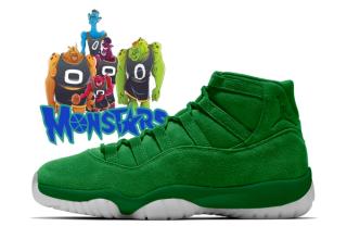 Speculative mock-up of the green-colored Air Jordan 11 "Monstars" retro celebrating the 30th anniversary of Space Jam.