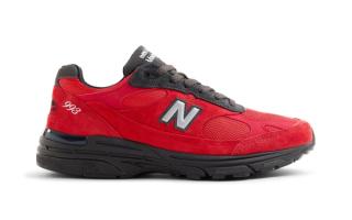 New Balance 993 "DMV" Pack (Baltimore) in a "Team Red/True Red/Black Cement" color scheme.