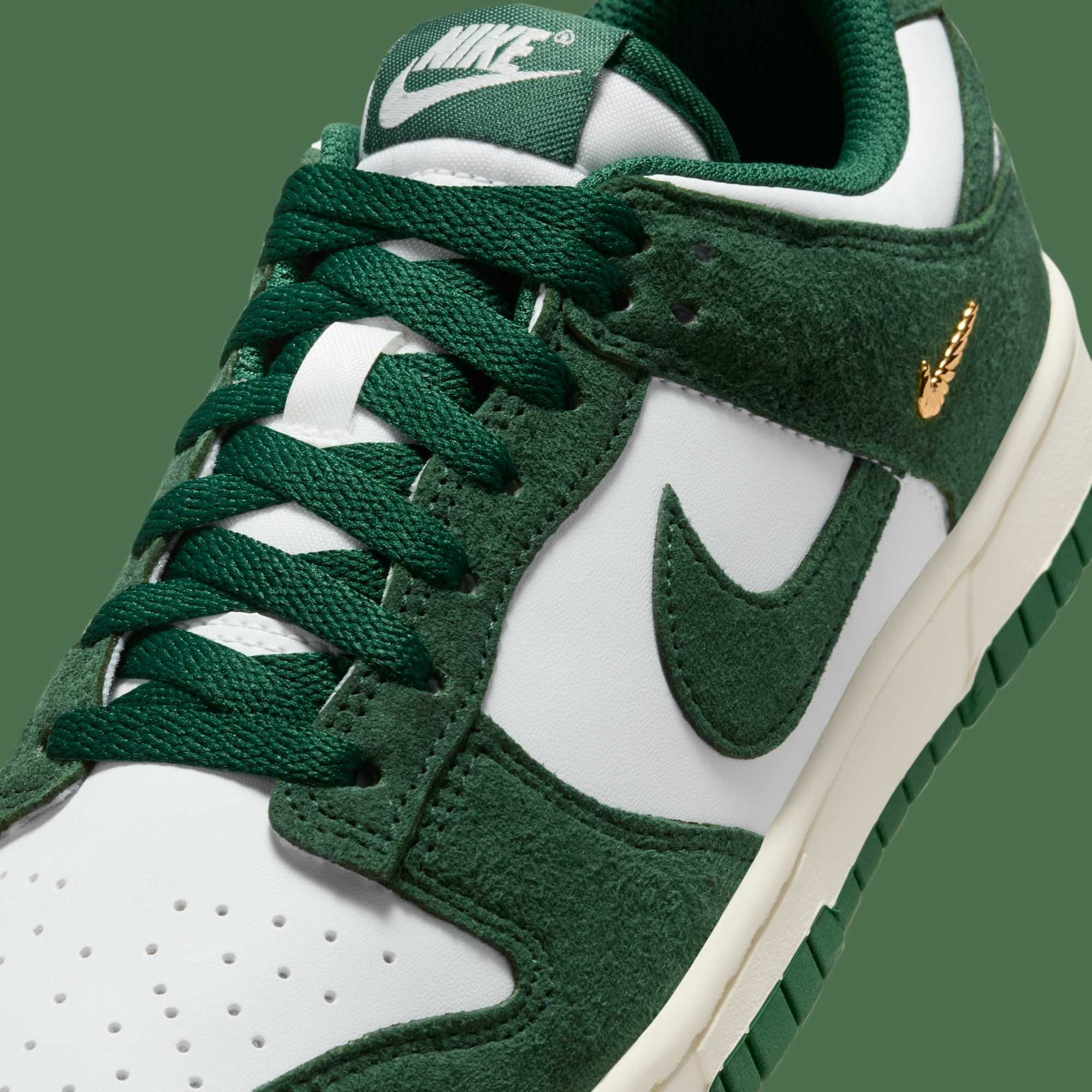 Nike Dunk Low “Gorge Green” Features Premium Suede and Gold