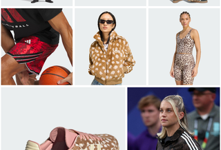 Nine different animal print-covered adidas apparel, footwear & accessories for Fall/Winter 2026—including deer print & snakeskin patterns.