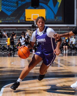 Sydney Savoury in the Nike Kobe 3 Low "Black" Protro at the 2026 Mamba Inivitational.