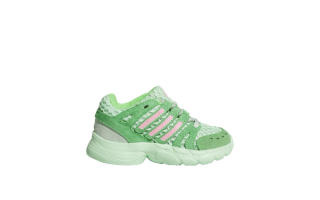 Unheardof's green, piggy-inspired adidas Adistar Control 5 collaboration in toddler-sizing.
