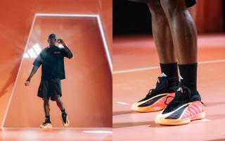 Anthony Edwards wearing the "With Love" debut colorway of his Adidas Anthony Edwards 2 in China.