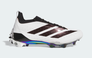 adidas Adizero Horizon U.S. Football Cleats in a debut "Cloud White/Core Black/Silver Metallic" color scheme.