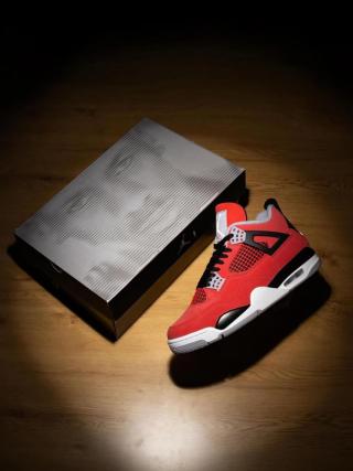 2026 Air Jordan 4 "Toro Bravo" official images. Photo via atmos, showing MJ Face box.
