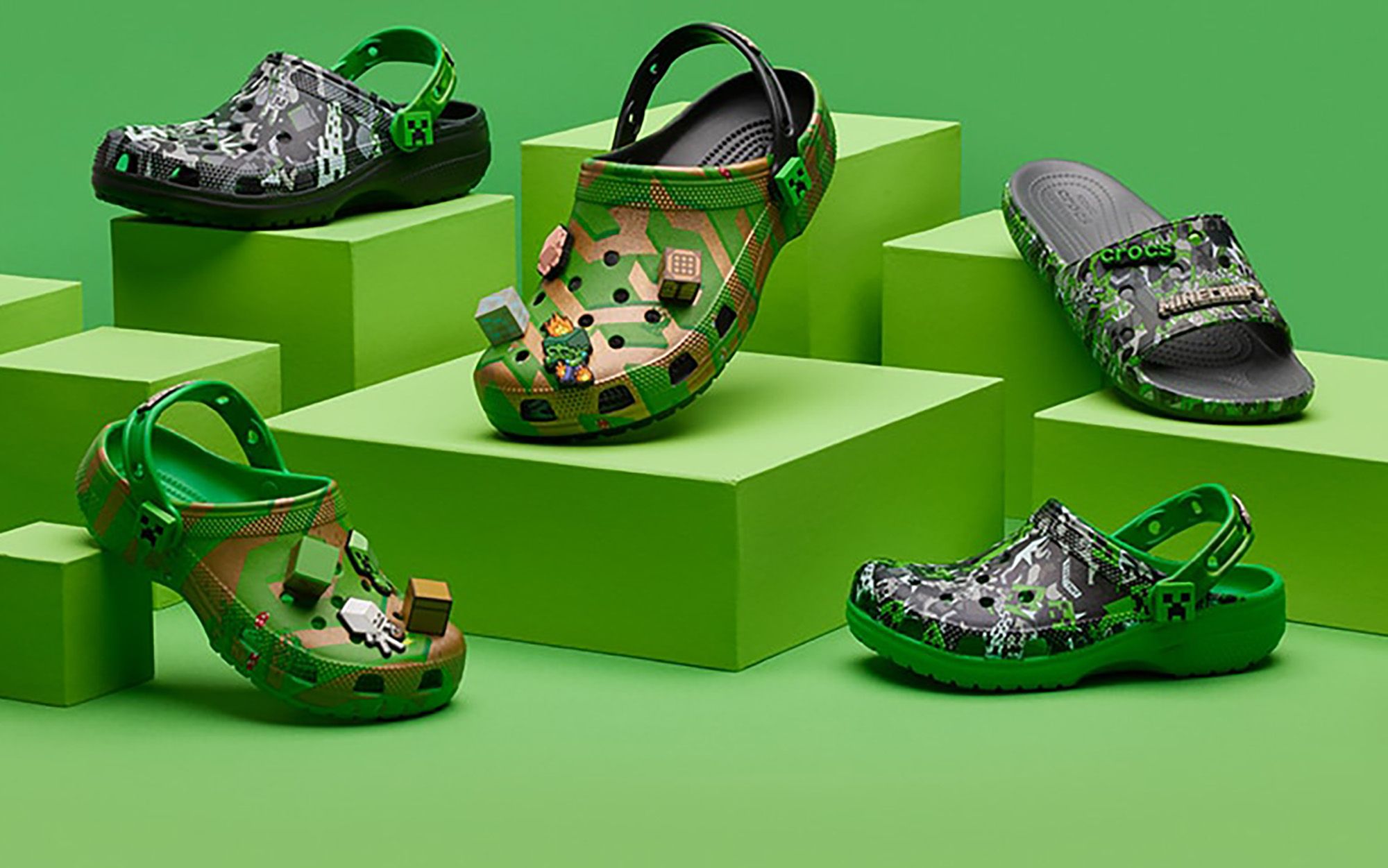 The Minecraft x Crocs Classic Clog Appears with Pickaxe and 