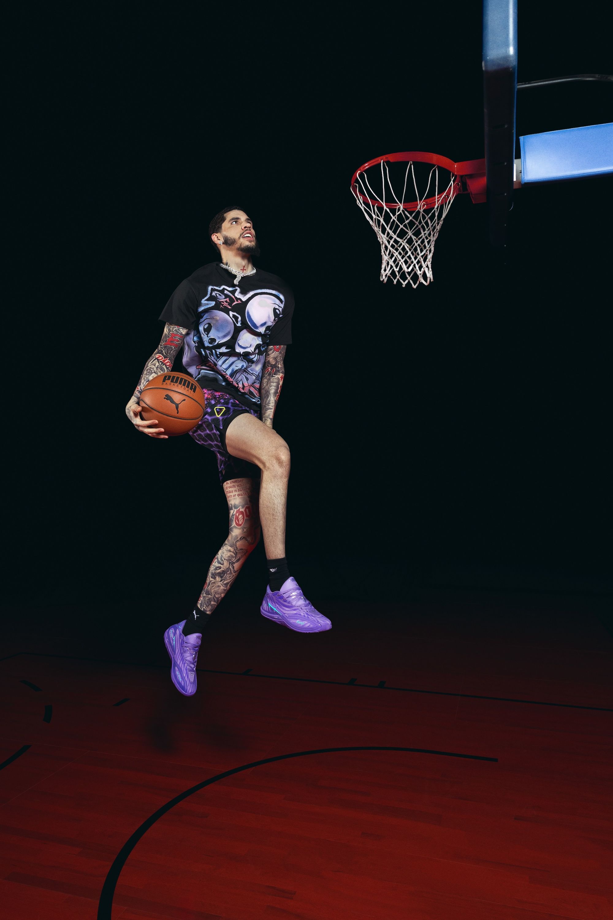 LaMelo Ball wearing his PUMA MB.06 "Shooting Star" basketball shoe. Photo via PUMA.