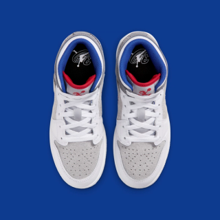 Big Kids's Space Jam x Air Jordan 1 Mid "Hare" (SKU: IZ4720-001). Photo via Nike.