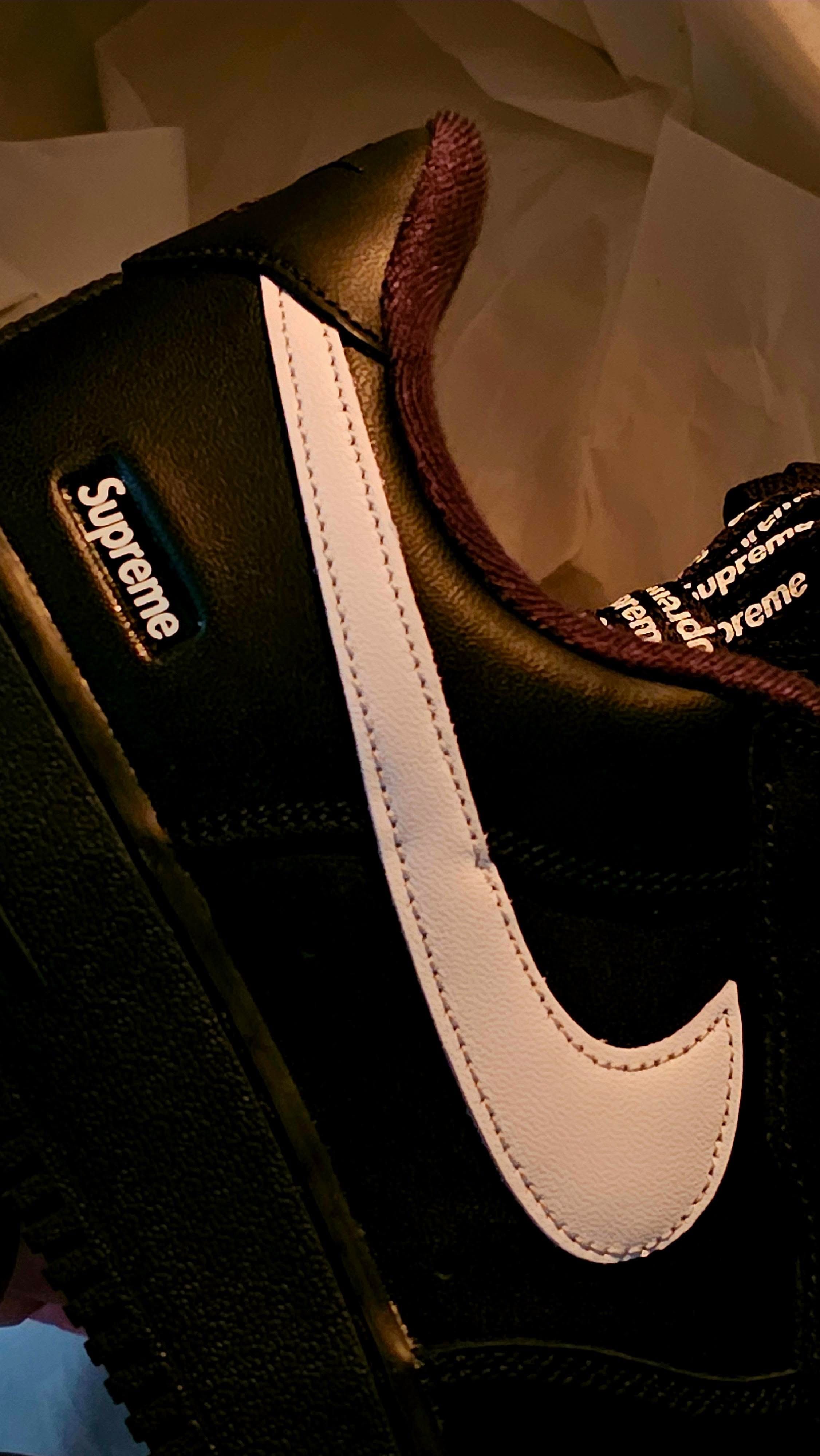 Supreme x Nike blue zebra nike shox women black glitter