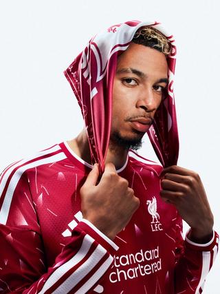 Hugo Ekitike for Liverpool 26/27 Home kit. Photo via adidas.