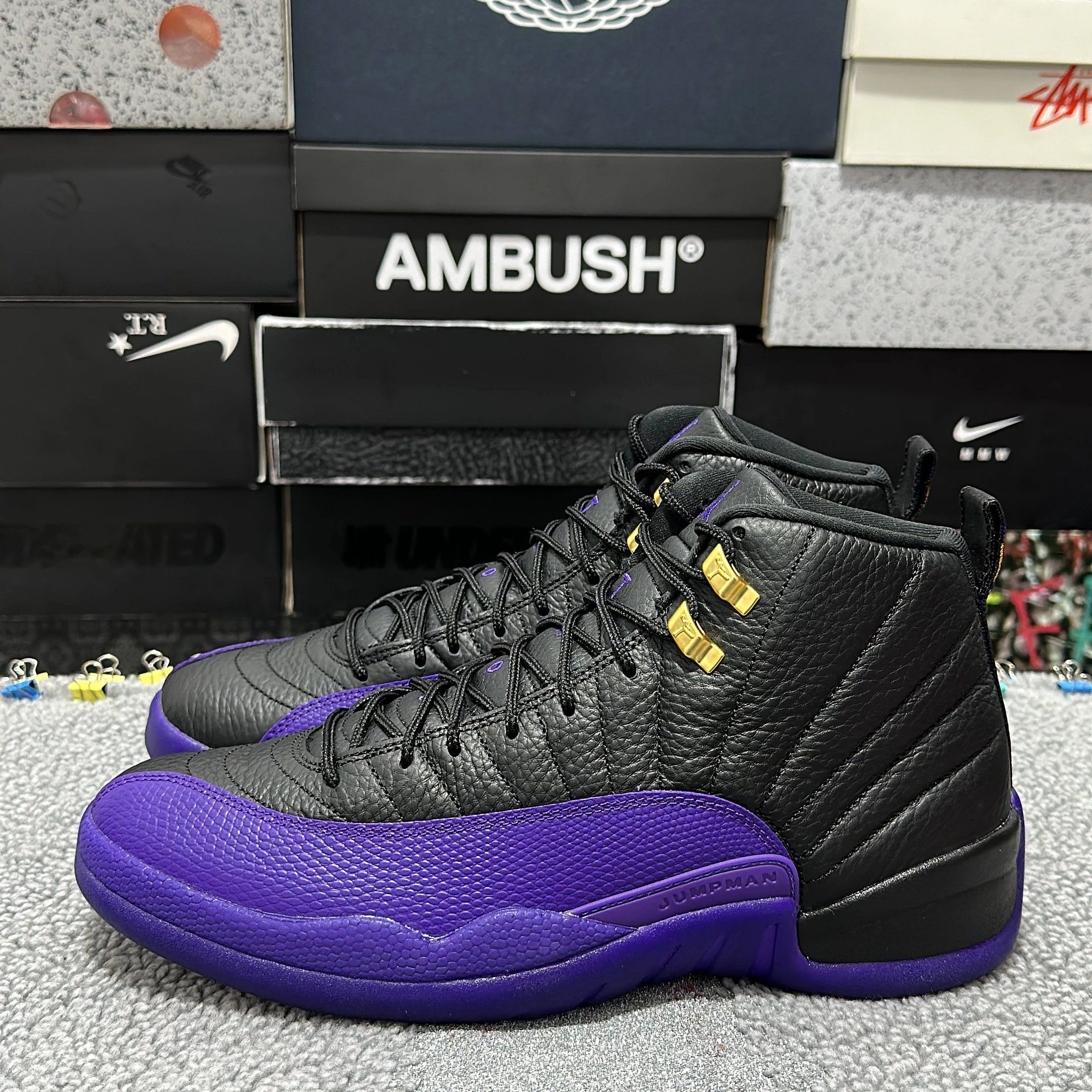 Jordan 12s purple sales and white