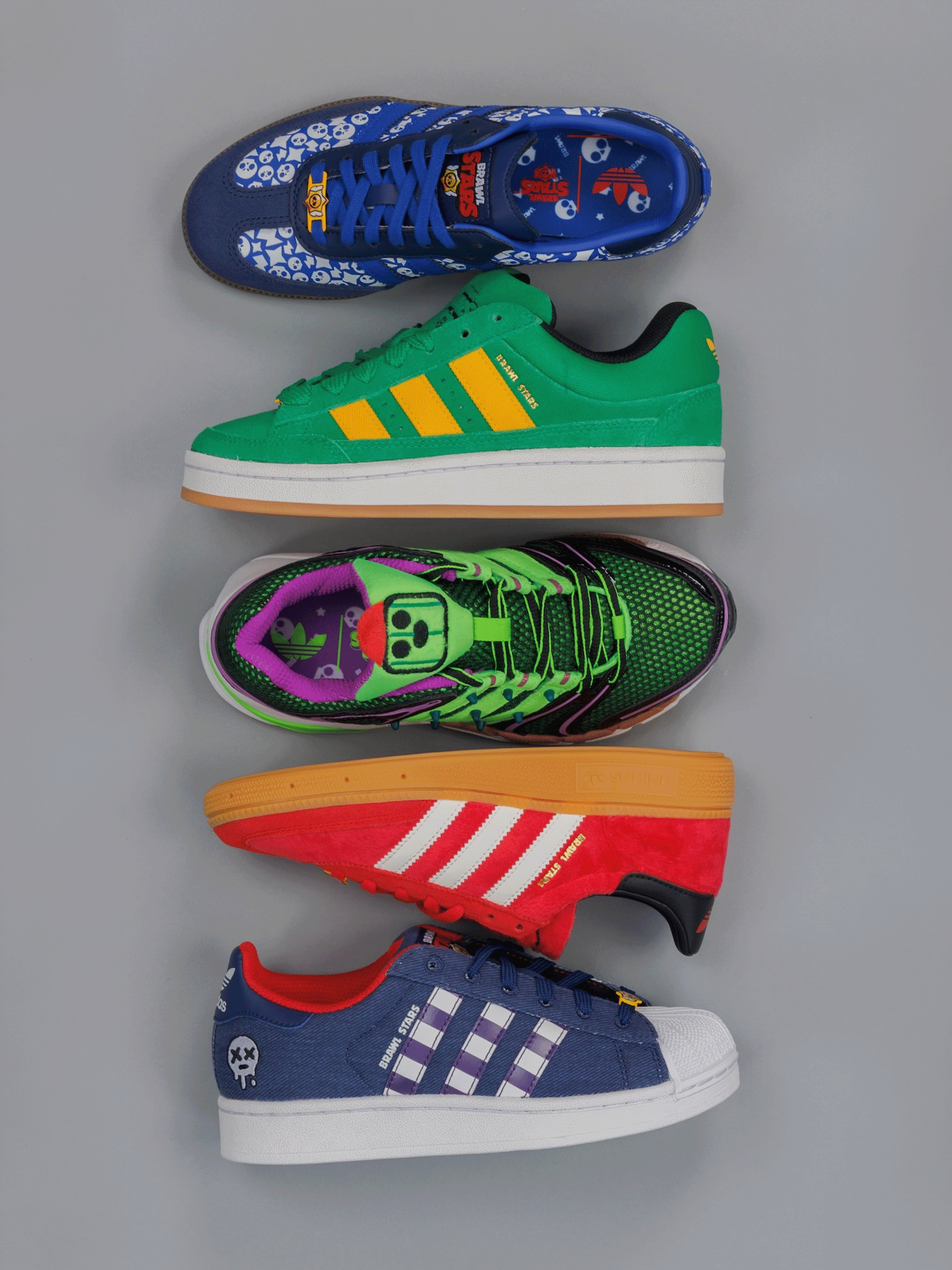 adidas Originals sneakers & apparel styles inspired by the Brawl Stars video game.
