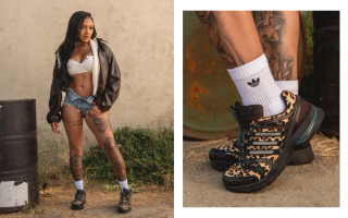 GloRilla wearing "Leopard" adidas AdiStar Control 5.