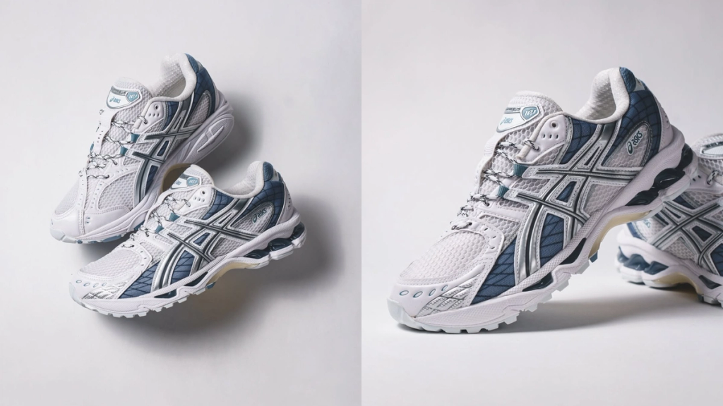 ASICS GEL-Nimbus 10.1 in Slate Blue, three-quarter view showing cushioned midsole and mesh upper