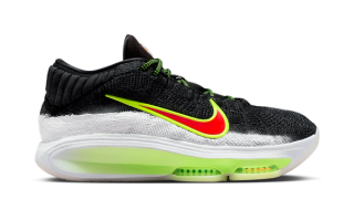 Nike G.T. Hustle 3 "Christmas" (2025) in a "Black/Volt/White/Bright Crimson" color scheme.