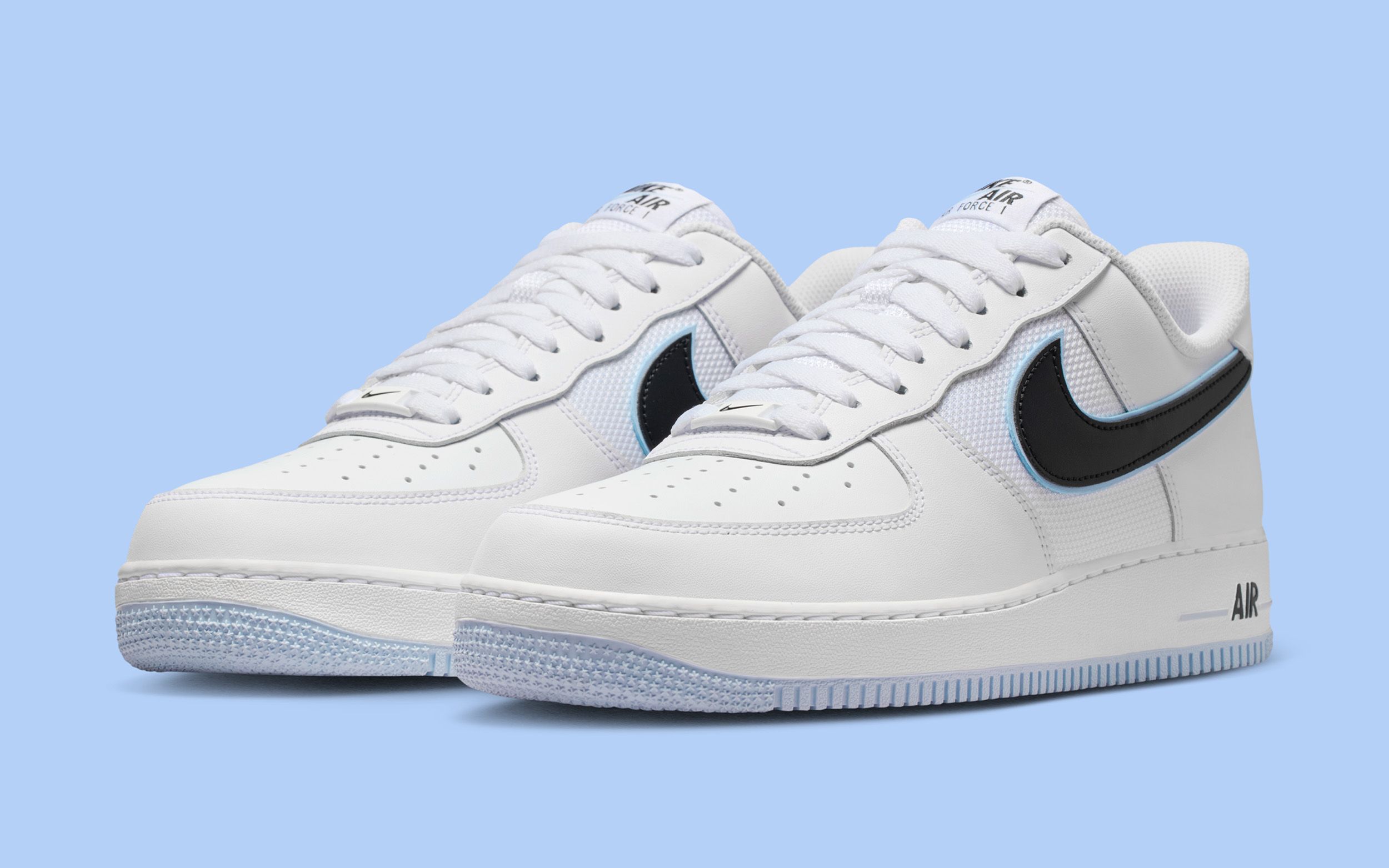 white air force ones with navy blue check