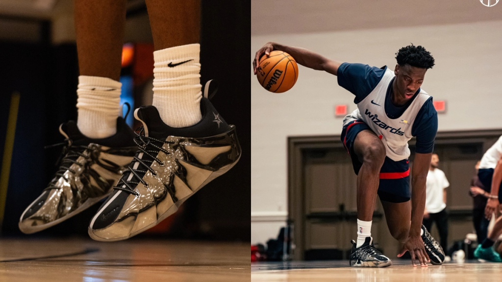 Nike GT sneaker in AJ Dybantsa co-branded colorway featuring athlete's personal logo on the side panel