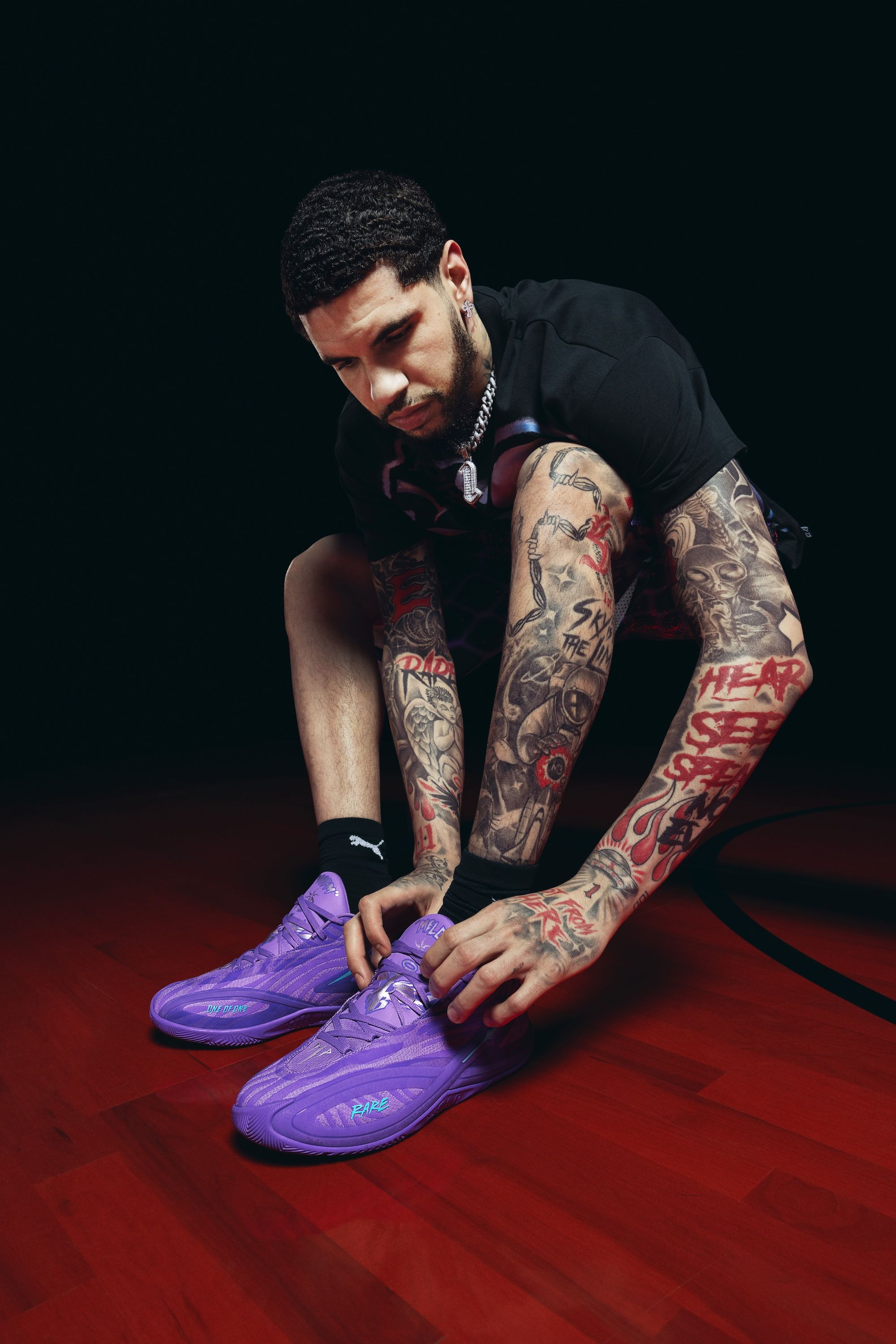 LaMelo Ball wearing his PUMA MB.06 "Shooting Star" basketball shoe. Photo via PUMA.