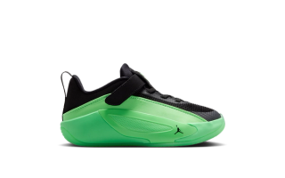 Little Kids' Jordan Luka 5 "Venom" launch style in a "Illusion Green/Black/Illusion Green" color scheme.