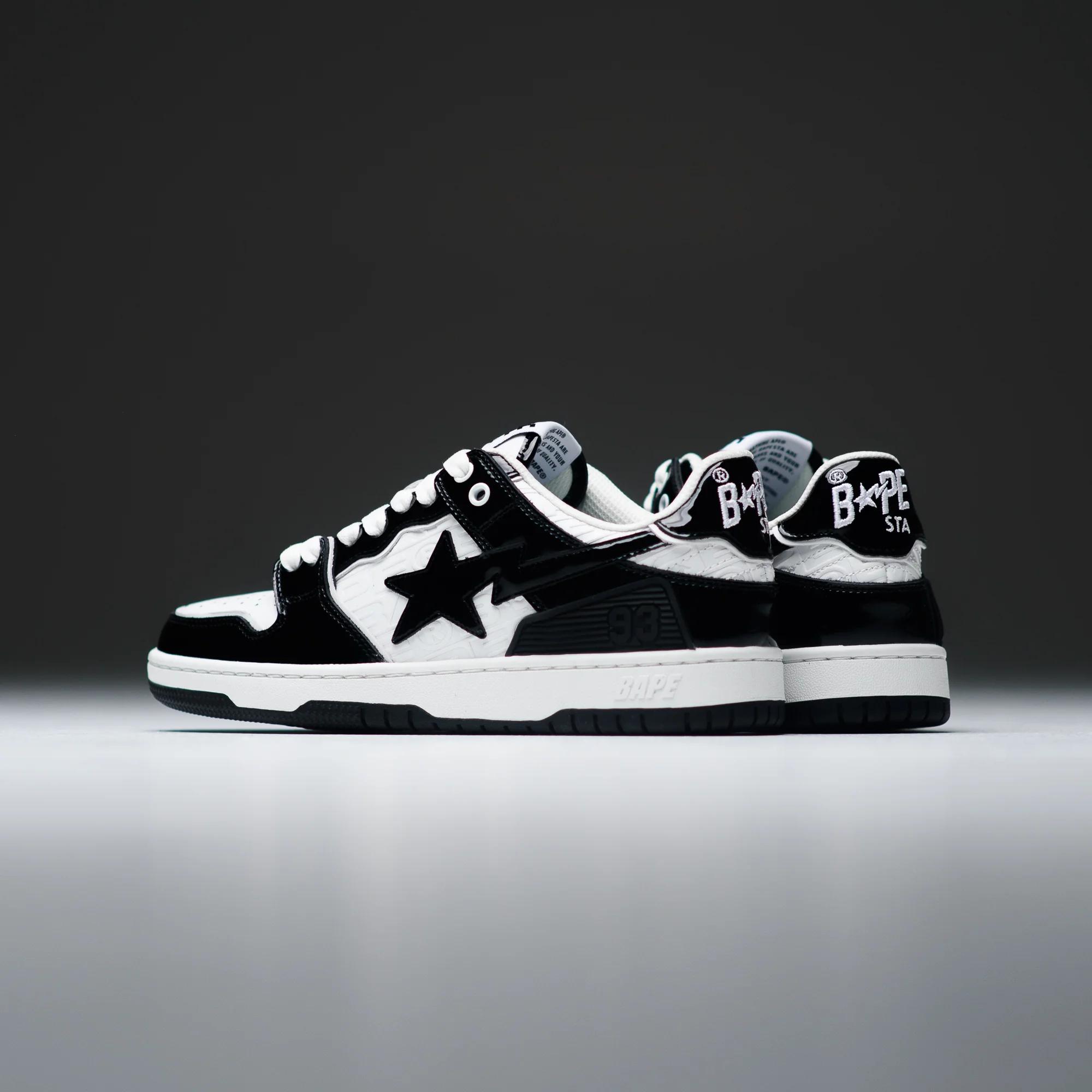 A Bathing Ape Pairs Patent Leather and Classic Colors on Two SK8 STA Sneakers