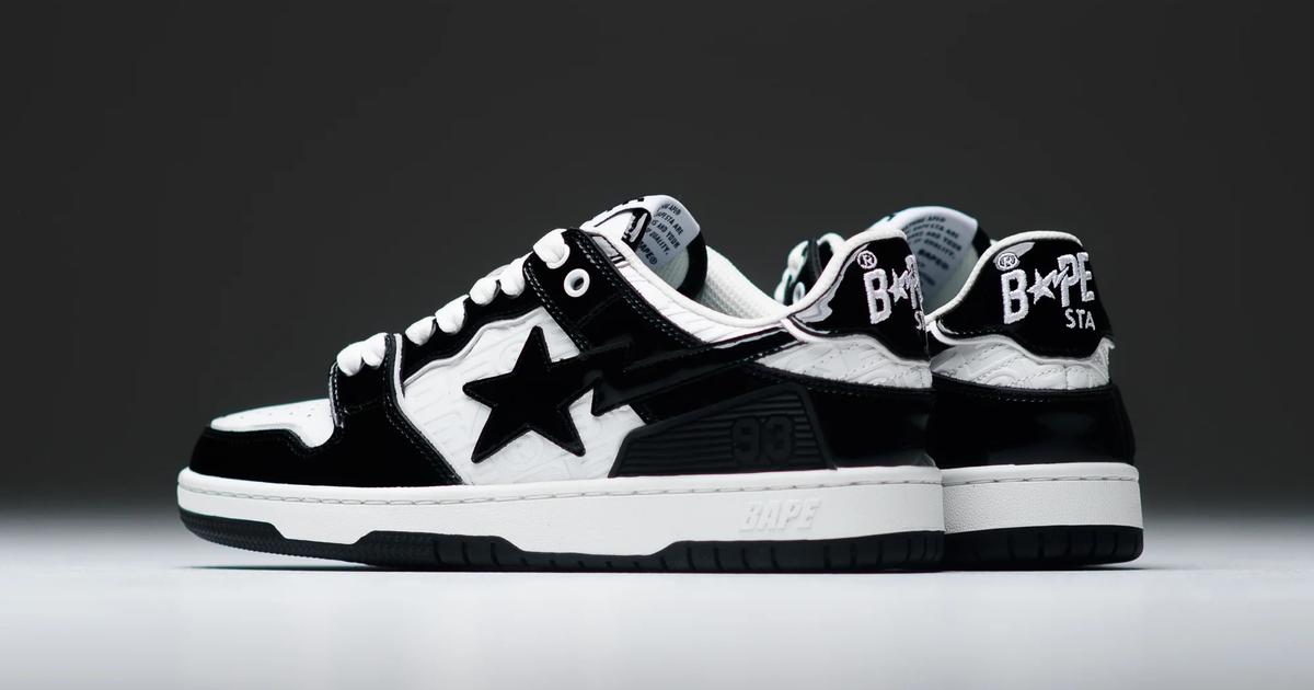 A Bathing Ape Pairs Patent Leather and Classic Colors on Two SK8