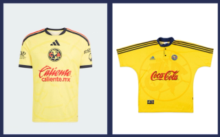 Club América 26/27 Home Jersey vs.Club América 96/97 Home Jersey . Photos via adidas, Classic Football Shirts.