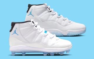 The Air Jordan 11 “Legend Blue” (Columbia) is Releasing in Cleat Form