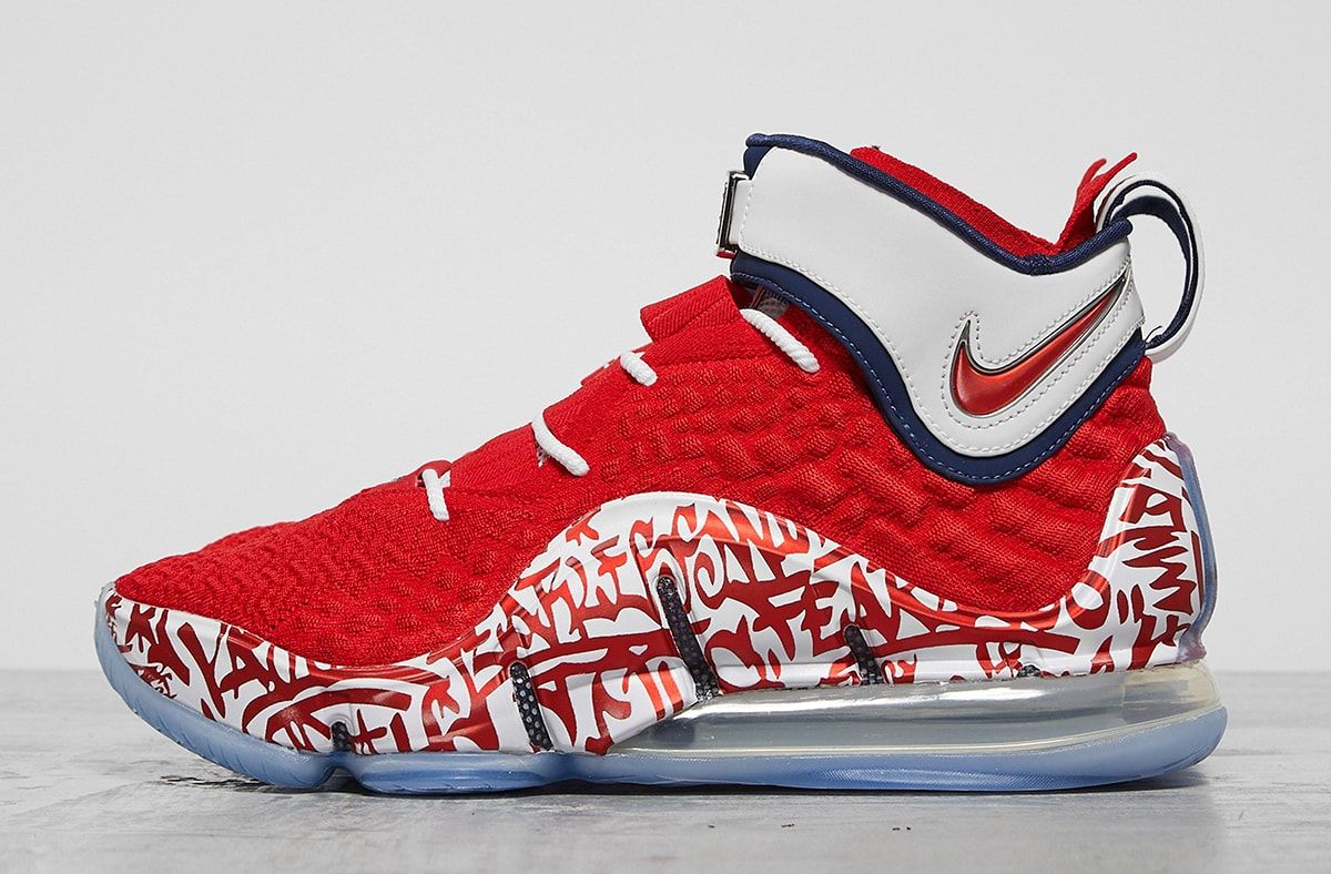 Lebron 15 outlet red white blue