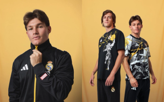 Campaign visuals for the Real Madrid x Marvel 2025-26 Pre-Match Collection.