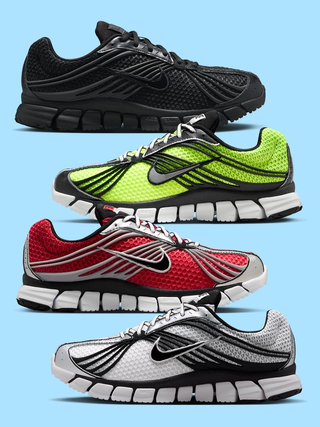 Four different retro Nike Zoom Skylon 11 releases, featuring "Volt" and "Black" color schemes.