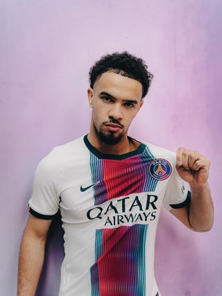 Warren Zaïre-Emery for PSG 26/27 Away Jersey. Photo via PSG.