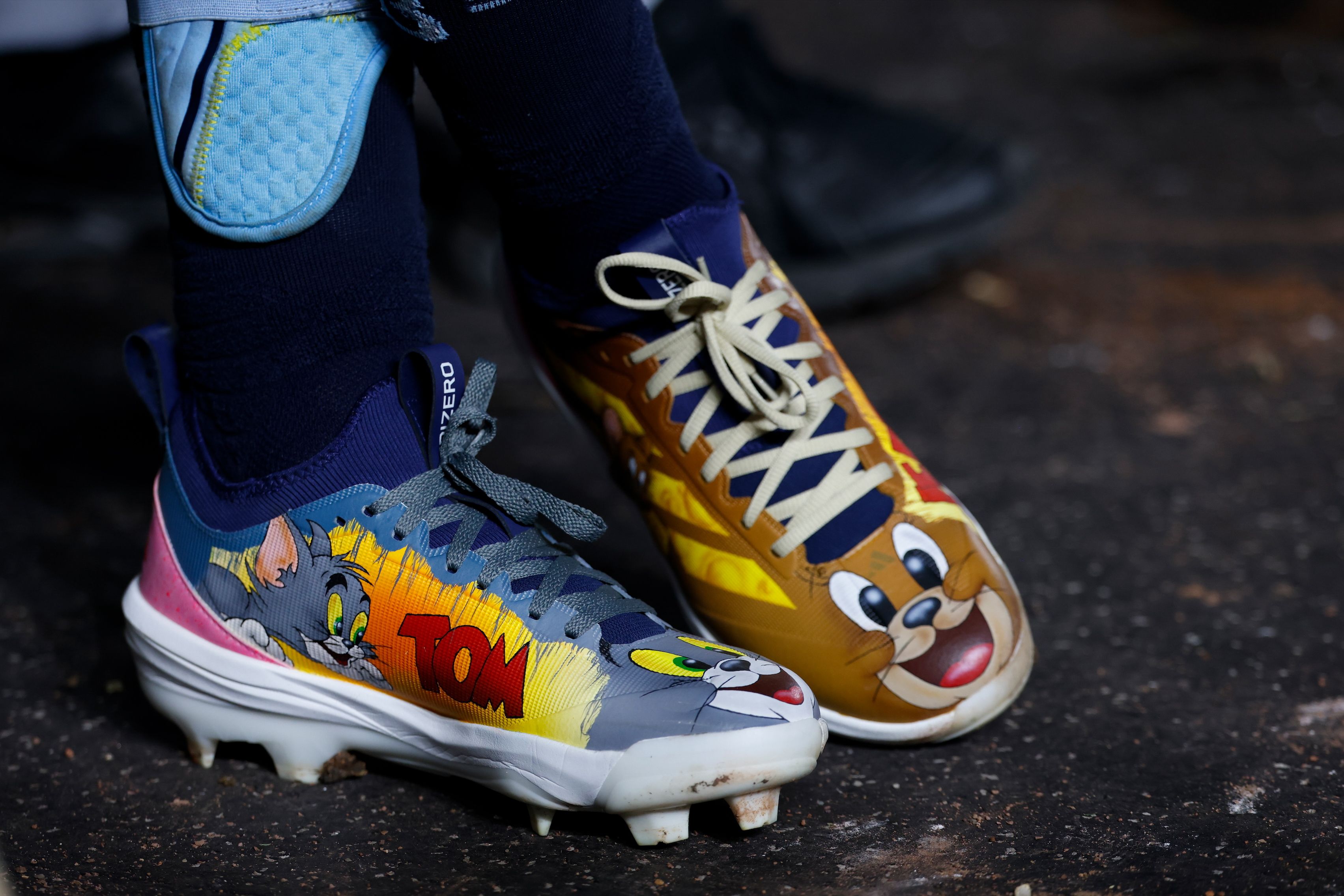 Yandy Díaz's Tom & Jerry adidas Cleats. Photos via MLB.