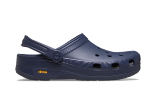 Crocs EXP Classic Clog in a "Navy" color scheme, featuring a Vibram XS TREK EVO outsole.