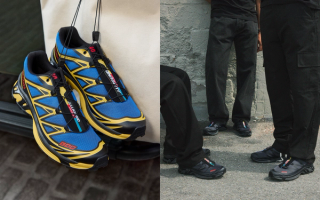 JJJJound's Salomon XT-6 collaboration in black-and-red and blue-and-yellow color schemes.