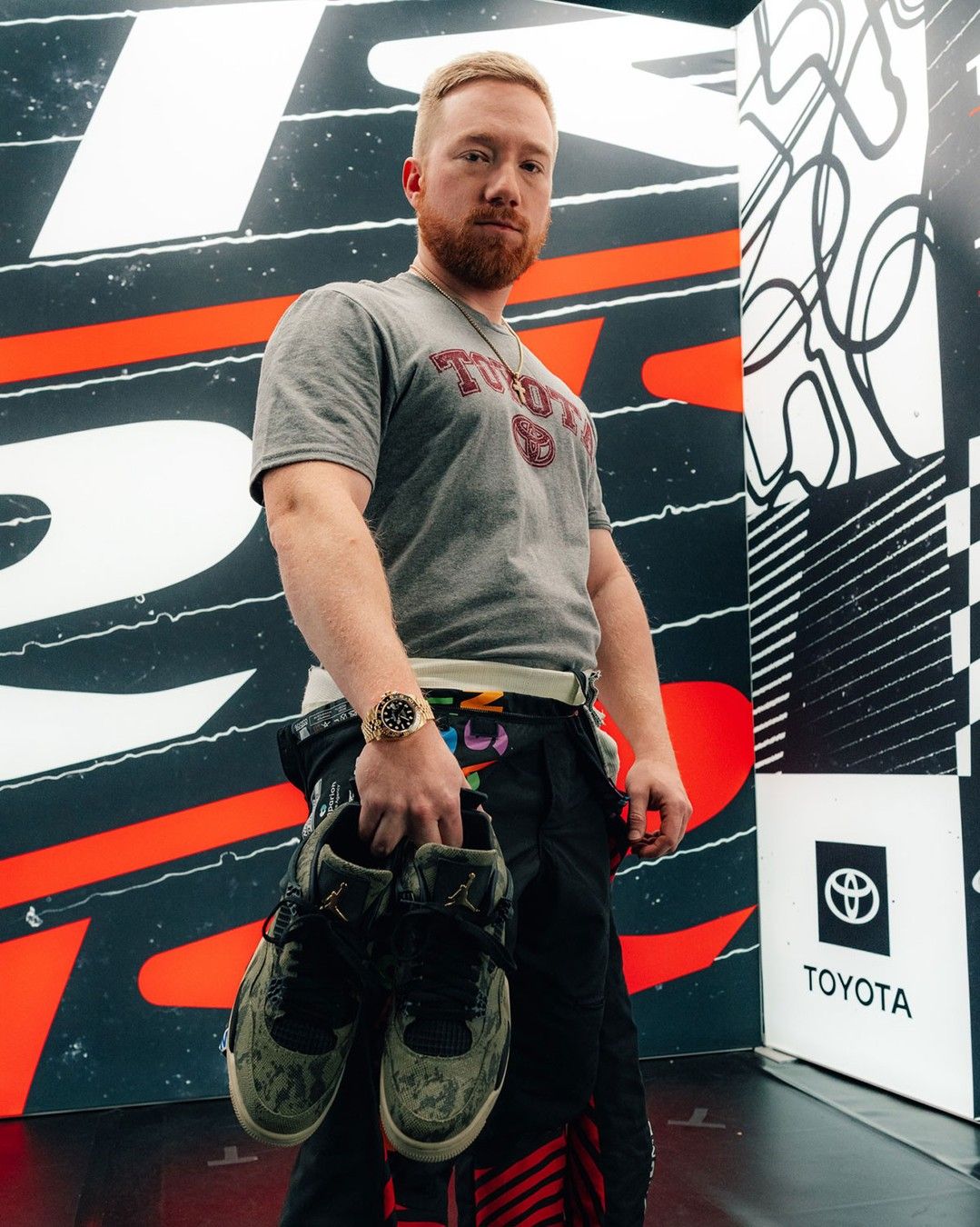 Tyler Reddick with the Air Jordan 4 PE.