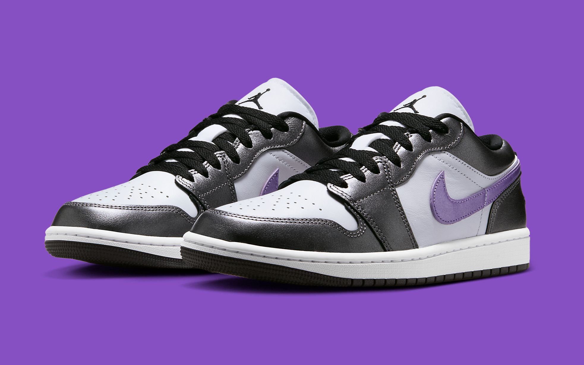 metallic purple jordan 1 on feet