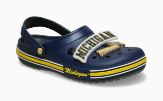 NCAA x Crocs Crocband Clog "Michigan Wolverines" (SKU: 213568-90H). Photo via Crocs.
