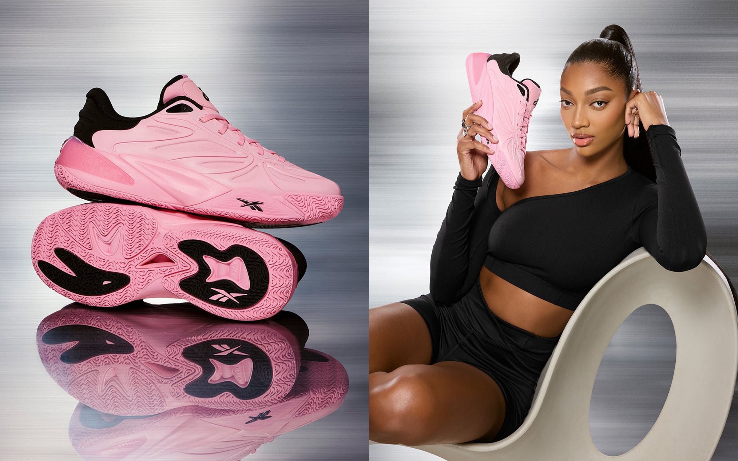 Reebok Angel Reese 1 “Expressive Pink” basketball shoe.