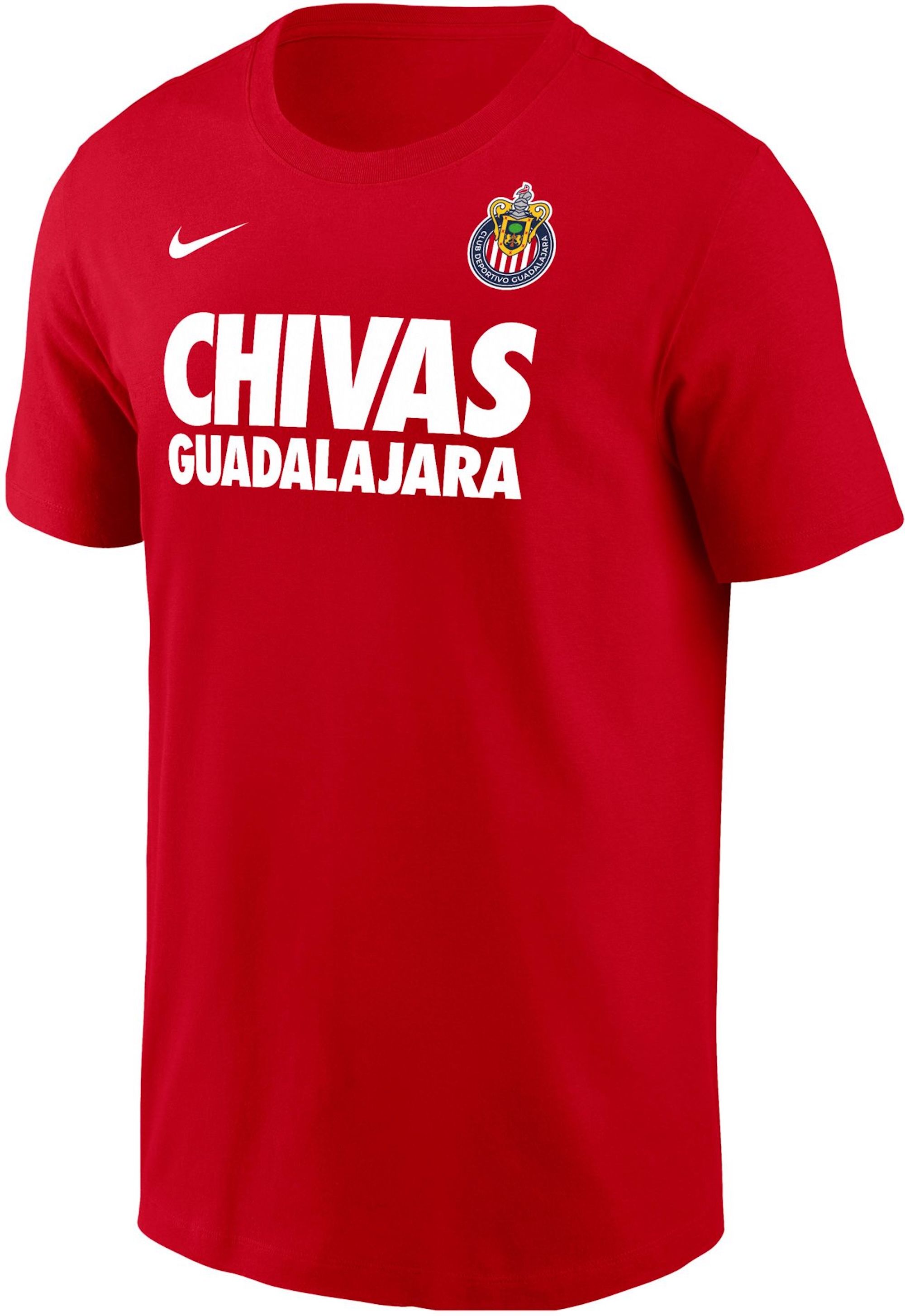 Chivas de Guadalajara Nike Graphic T-Shirt "Red" (SKU: N/A). Photo via DICK'S Sporting Goods.