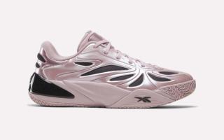 Reebok Angel Reese 1 "Rose Dust" basketball shoe in a "Muted Mauve/Muted Mauve/Black" color scheme.