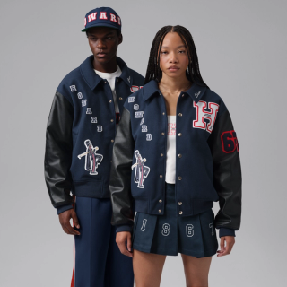 Howard University x Jordan Flight Men's Varsity Jacket "College Navy" (SKU: IU5510-419). Photo via Nike.