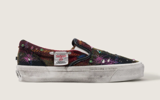 Harris Tweed® x Vans Slip-On in a "Tweed Red/Blue" color scheme.