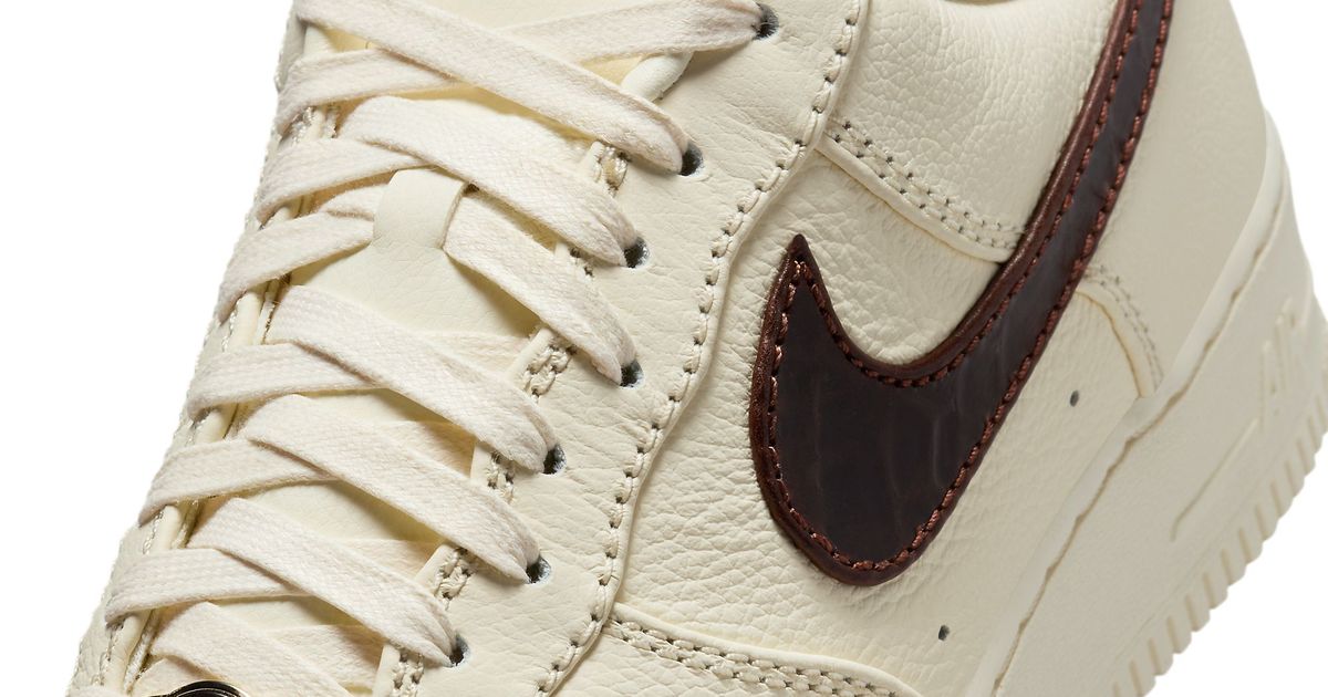 Nike Af1\'s  Low-Top Sneakers White with Dark Brown Croc Swoosh NWOB Nike Air Force 1 Low “White Croc” dropping this month ? main image 2