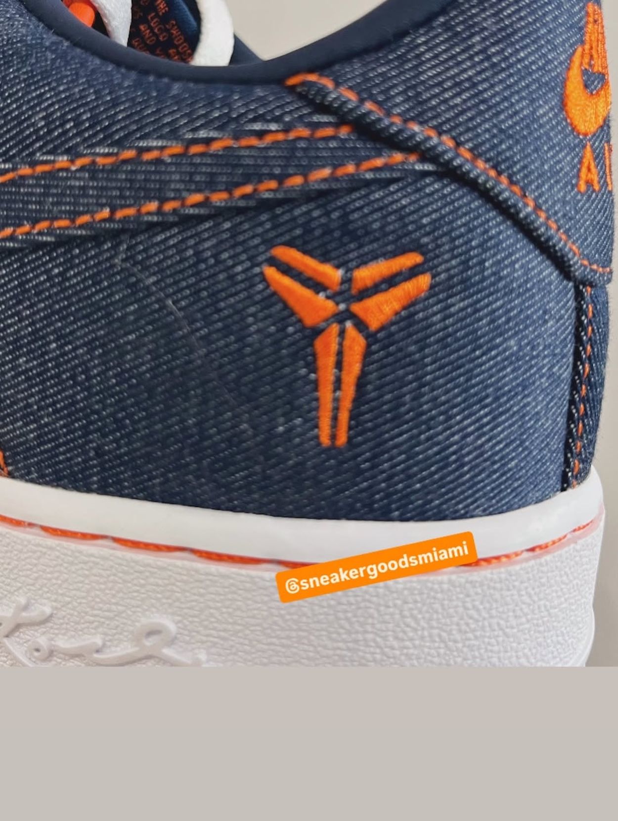 Kobe Bryant x Nike Air Force 1 "Denim" Protro. Photo via @sneakergoodsmiami on Instagram.