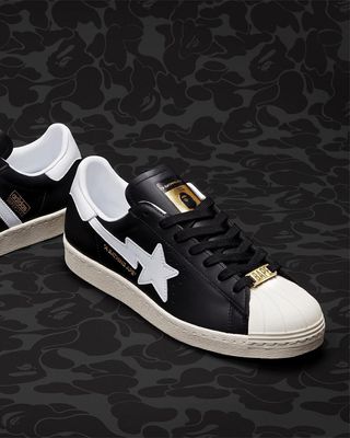 bape adidas superstar black white release date 1