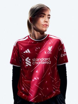 Denise O'Sullivan for Liverpool 26/27 Home kit. Photo via adidas.
