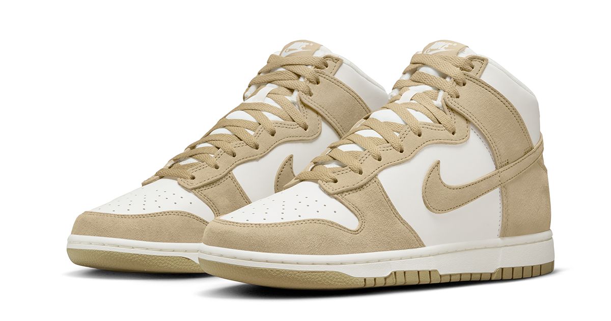 The Nike Dunk High Surfaces in White and Tan Suede for Fall | House of ...