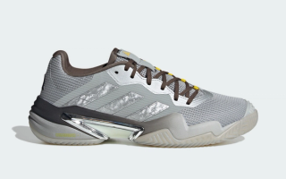 Brain Dead x Adidas Barricade 13 collaboration in a silver 'Pantone" color scheme.
